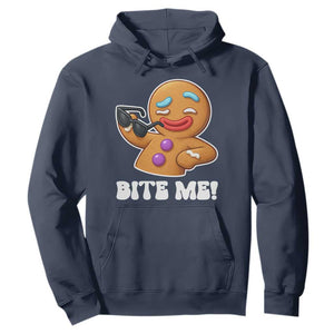 Funny Xmas Gingerbread Man Hoodie Funny Sexy Cookie Bite Me TS10 Navy Print Your Wear