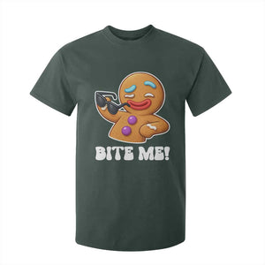 Funny Xmas Gingerbread Man T Shirt For Kid Funny Sexy Cookie Bite Me TS10 Dark Forest Green Print Your Wear