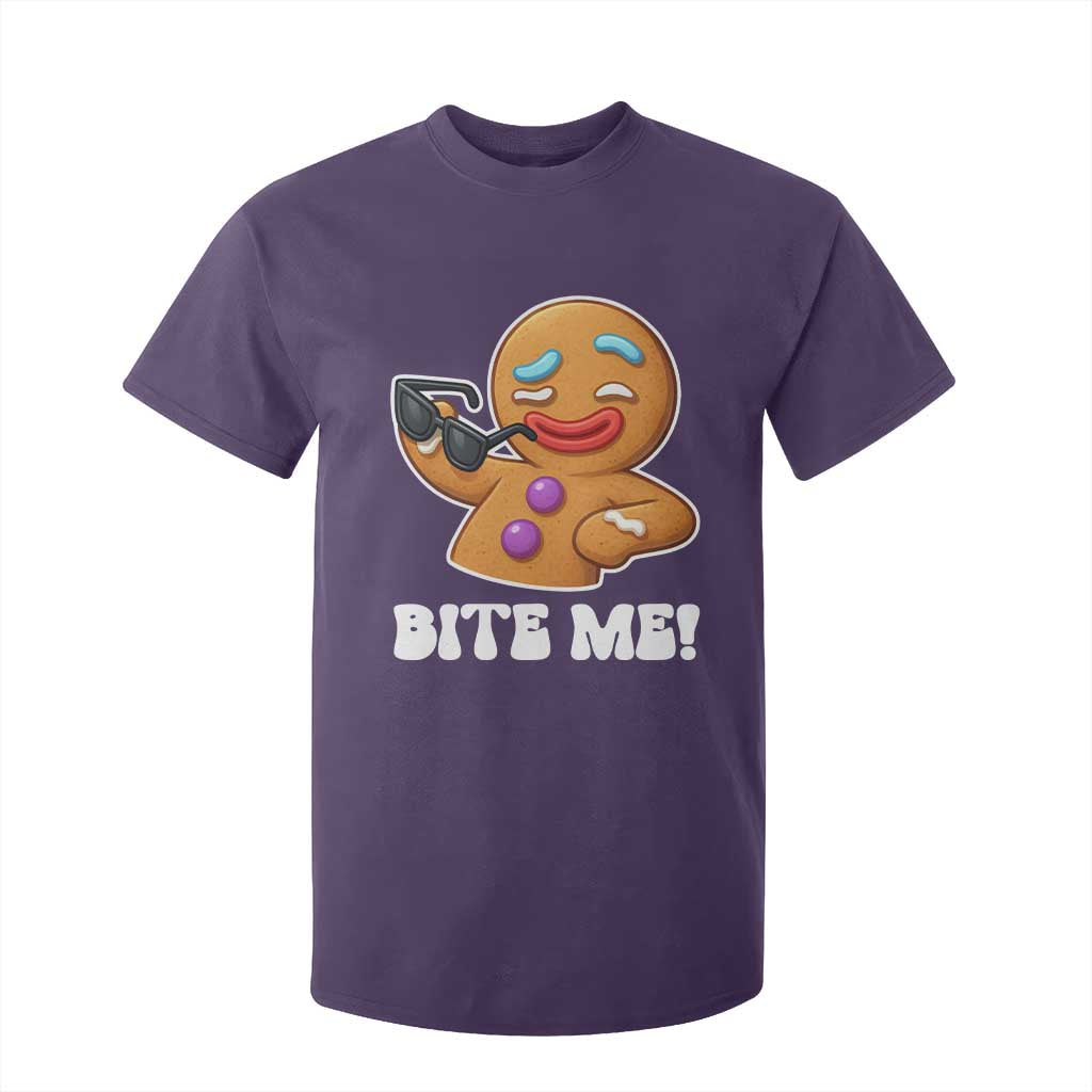 Funny Xmas Gingerbread Man T Shirt For Kid Funny Sexy Cookie Bite Me TS10 Purple Print Your Wear