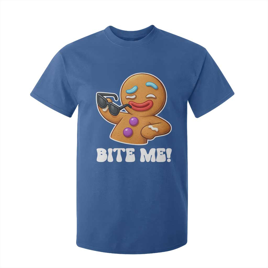 Funny Xmas Gingerbread Man T Shirt For Kid Funny Sexy Cookie Bite Me TS10 Royal Blue Print Your Wear