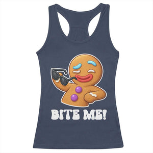 Funny Xmas Gingerbread Man Racerback Tank Top Funny Sexy Cookie Bite Me TS10 Navy Print Your Wear