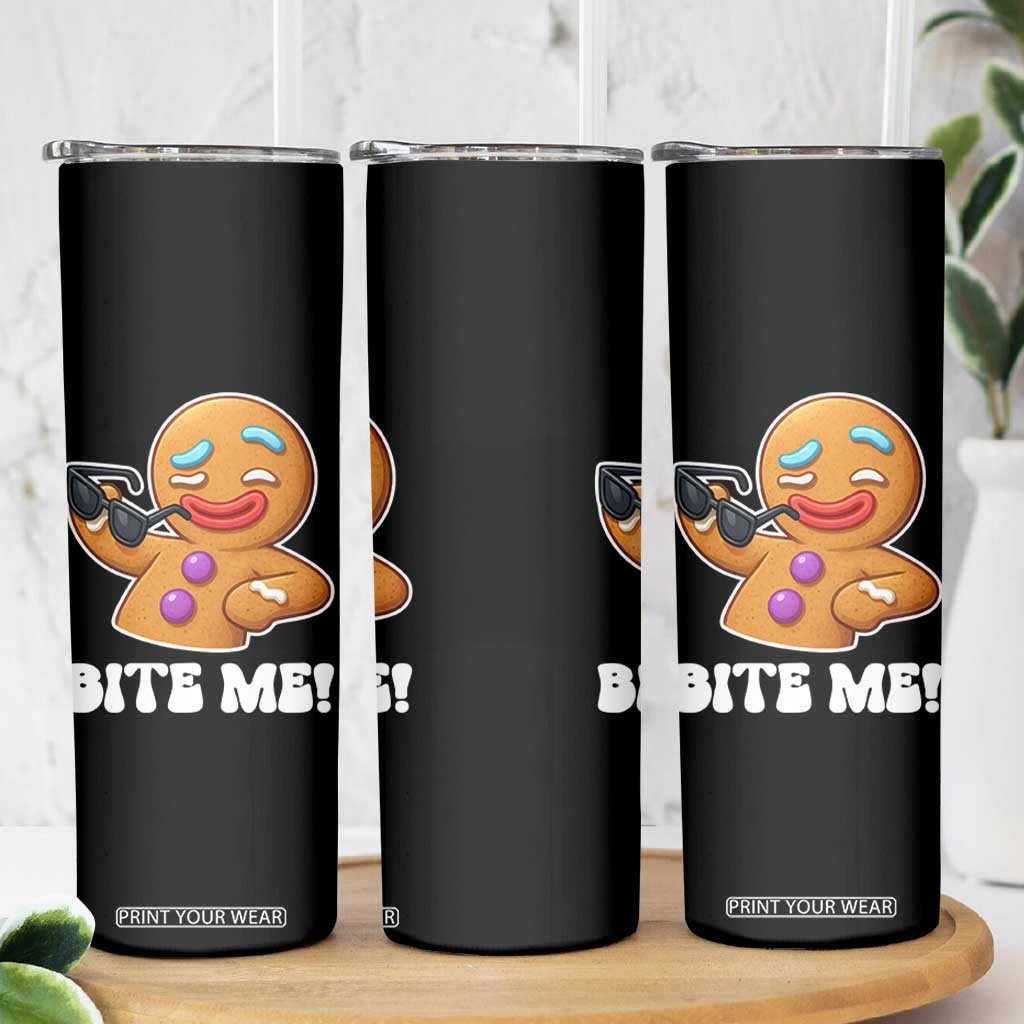 Funny Xmas Gingerbread Man Skinny Tumbler Funny Sexy Cookie Bite Me TS10 Print Your Wear