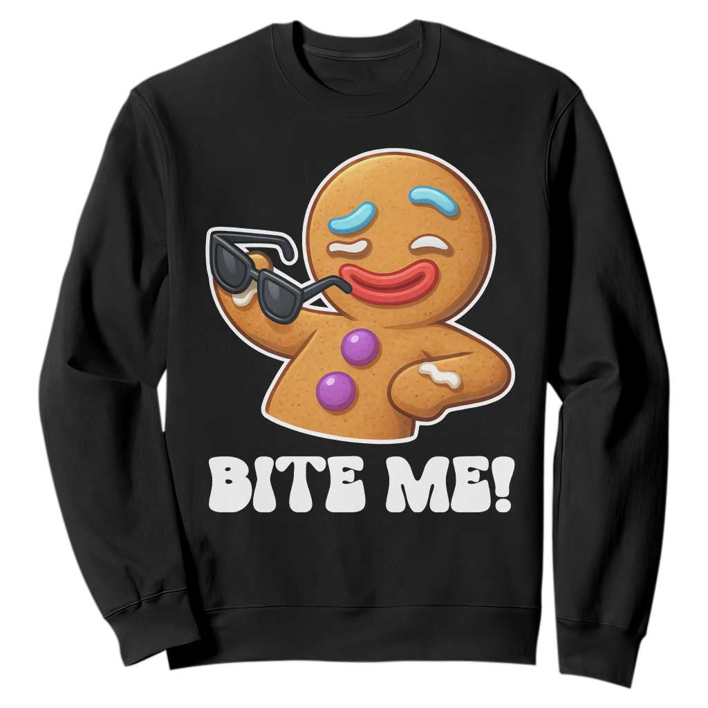 Funny Xmas Gingerbread Man Sweatshirt Funny Sexy Cookie Bite Me TS10 Black Print Your Wear
