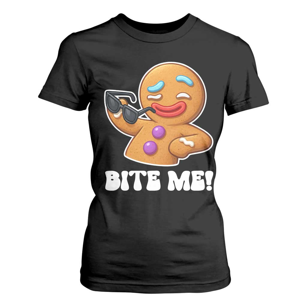 Funny Xmas Gingerbread Man T Shirt For Women Funny Sexy Cookie Bite Me TS10 Black Print Your Wear