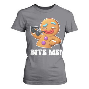 Funny Xmas Gingerbread Man T Shirt For Women Funny Sexy Cookie Bite Me TS10 Charcoal Print Your Wear