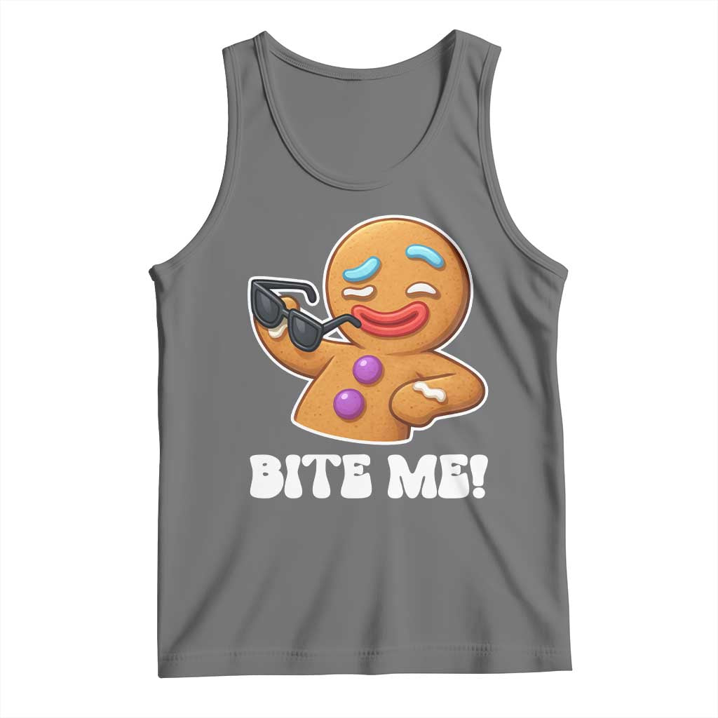 Funny Xmas Gingerbread Man Tank Top Funny Sexy Cookie Bite Me TS10 Black Heather Print Your Wear