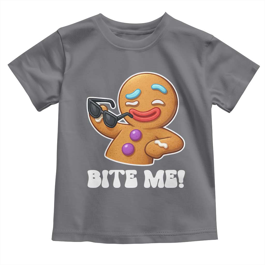 Funny Xmas Gingerbread Man Toddler T Shirt Funny Sexy Cookie Bite Me TS10 Charcoal Print Your Wear