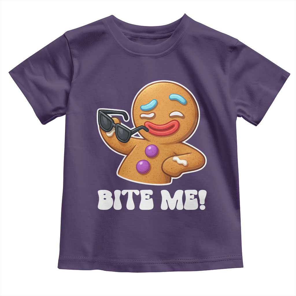 Funny Xmas Gingerbread Man Toddler T Shirt Funny Sexy Cookie Bite Me TS10 Purple Print Your Wear