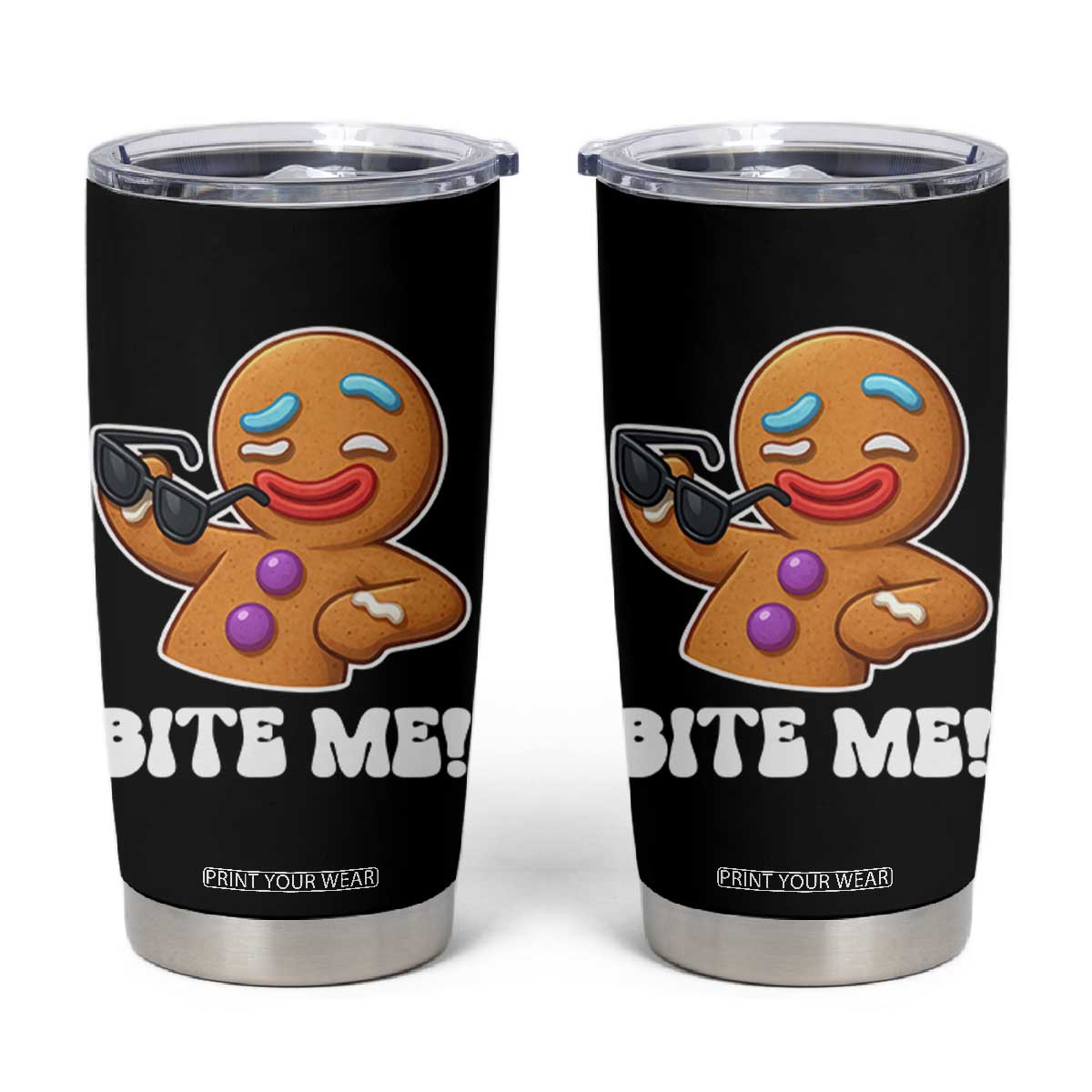 Funny Xmas Gingerbread Man Tumbler Cup Funny Sexy Cookie Bite Me TS10 Black Print Your Wear
