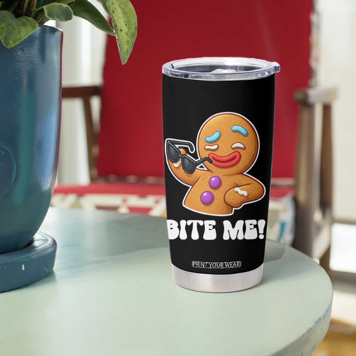 Funny Xmas Gingerbread Man Tumbler Cup Funny Sexy Cookie Bite Me TS10 Print Your Wear