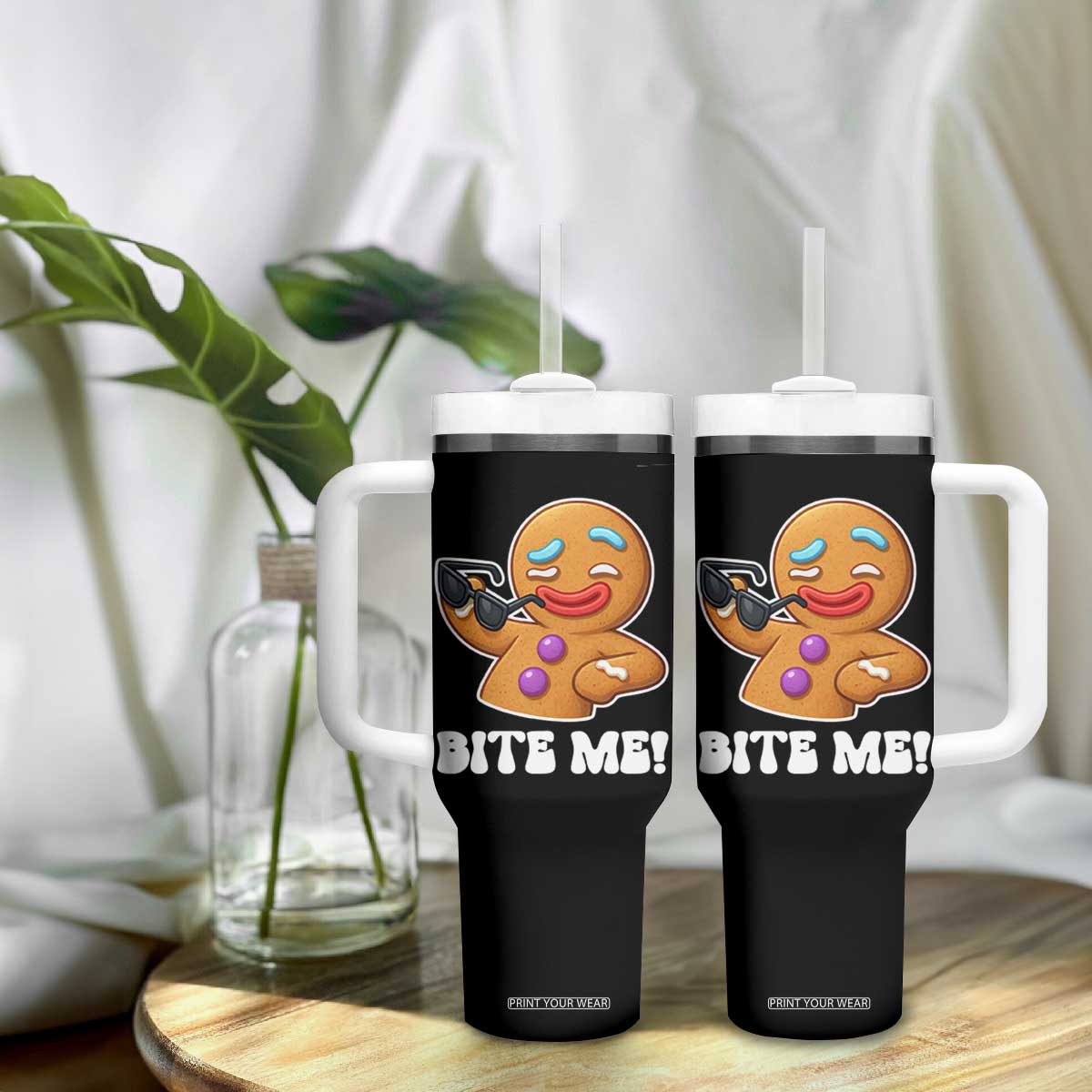 Funny Xmas Gingerbread Man Tumbler With Handle Funny Sexy Cookie Bite Me TS10 Print Your Wear