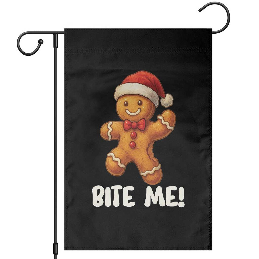 Funny Xmas Gingerbread Man Garden Flag Cookie Bite Me TS10 Black Print Your Wear