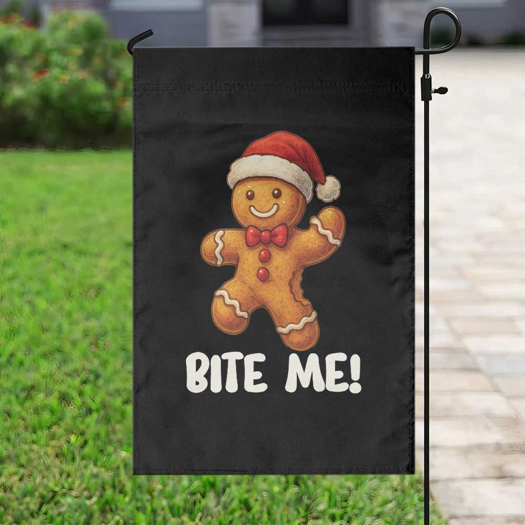 Funny Xmas Gingerbread Man Garden Flag Cookie Bite Me TS10 Print Your Wear
