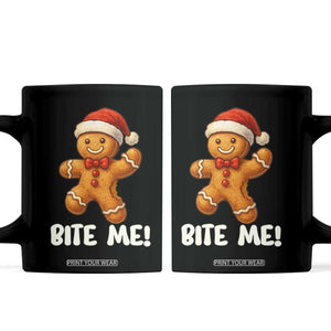 Funny Xmas Gingerbread Man Coffee Mug Cookie Bite Me TS10 Black Print Your Wear