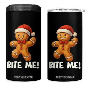 Funny Xmas Gingerbread Man 4 in 1 Can Cooler Tumbler Cookie Bite Me TS10 One Size: 16 oz Black Print Your Wear