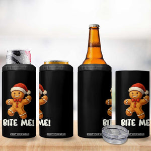 Funny Xmas Gingerbread Man 4 in 1 Can Cooler Tumbler Cookie Bite Me TS10 Print Your Wear