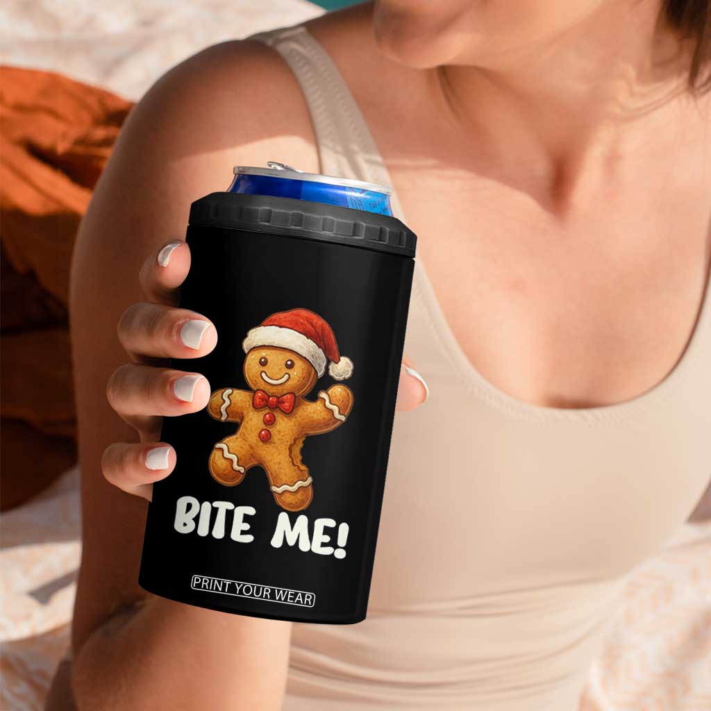 Funny Xmas Gingerbread Man 4 in 1 Can Cooler Tumbler Cookie Bite Me TS10 Print Your Wear