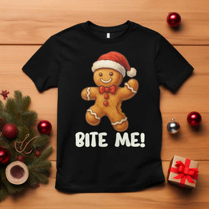 Funny Xmas Gingerbread Man T Shirt Cookie Bite Me TS10 Black Print Your Wear