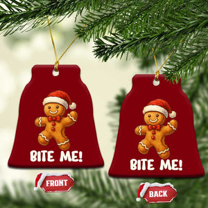 Funny Xmas Gingerbread Man Ceramic Ornament Cookie Bite Me TS10 Print Your Wear