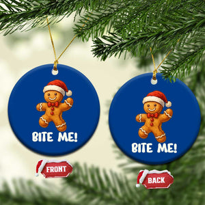 Funny Xmas Gingerbread Man Ceramic Ornament Cookie Bite Me TS10 1pc Blue Print Your Wear