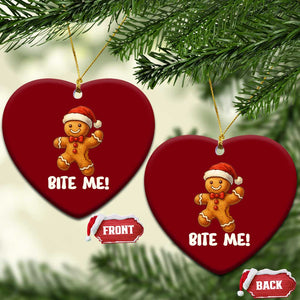 Funny Xmas Gingerbread Man Ceramic Ornament Cookie Bite Me TS10 Print Your Wear