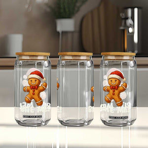Funny Xmas Gingerbread Man Glass Can Cookie Bite Me TS10 Print Your Wear