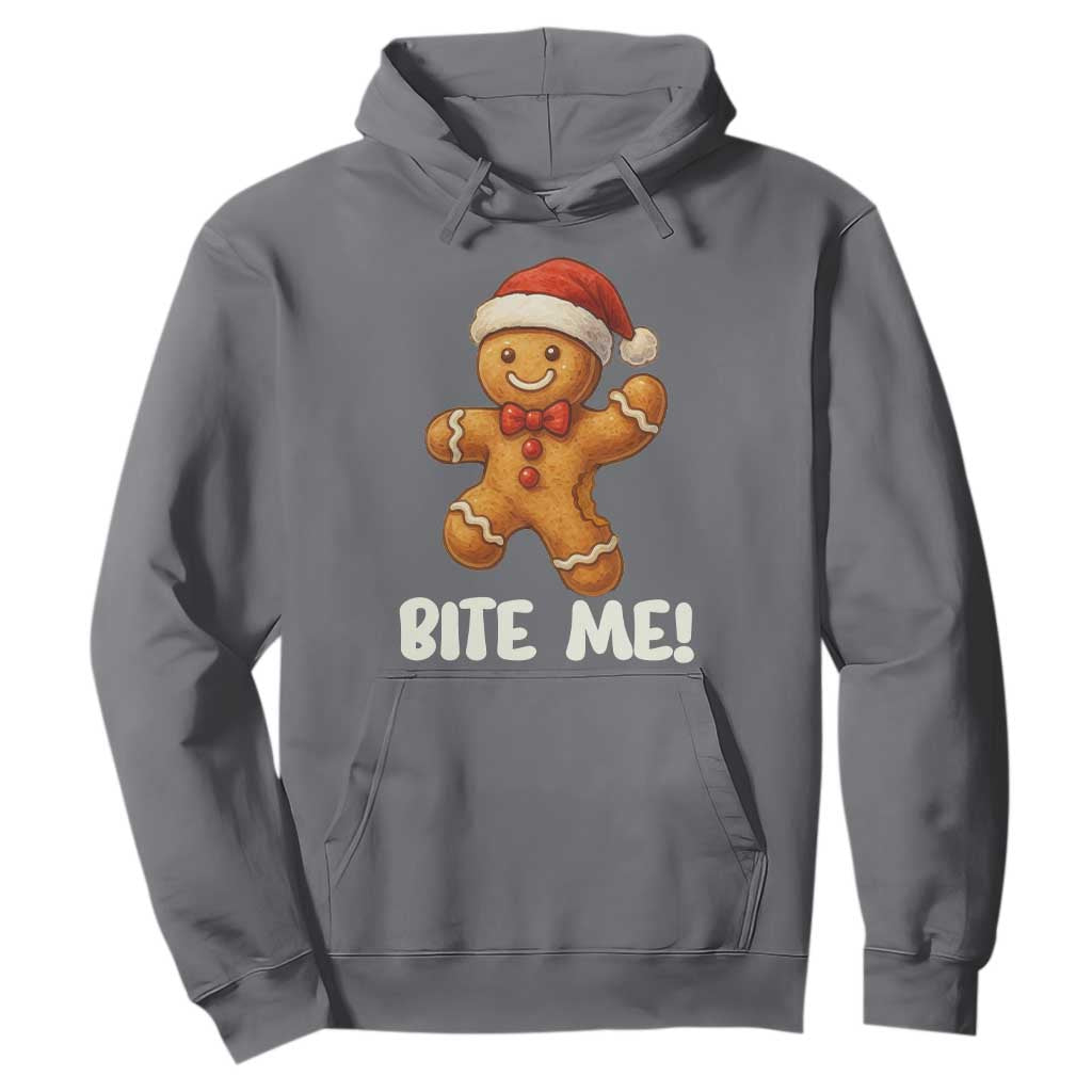 Funny Xmas Gingerbread Man Hoodie Cookie Bite Me TS10 Charcoal Print Your Wear