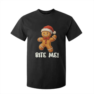 Funny Xmas Gingerbread Man T Shirt For Kid Cookie Bite Me TS10 Black Print Your Wear