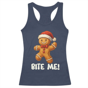 Funny Xmas Gingerbread Man Racerback Tank Top Cookie Bite Me TS10 Navy Print Your Wear