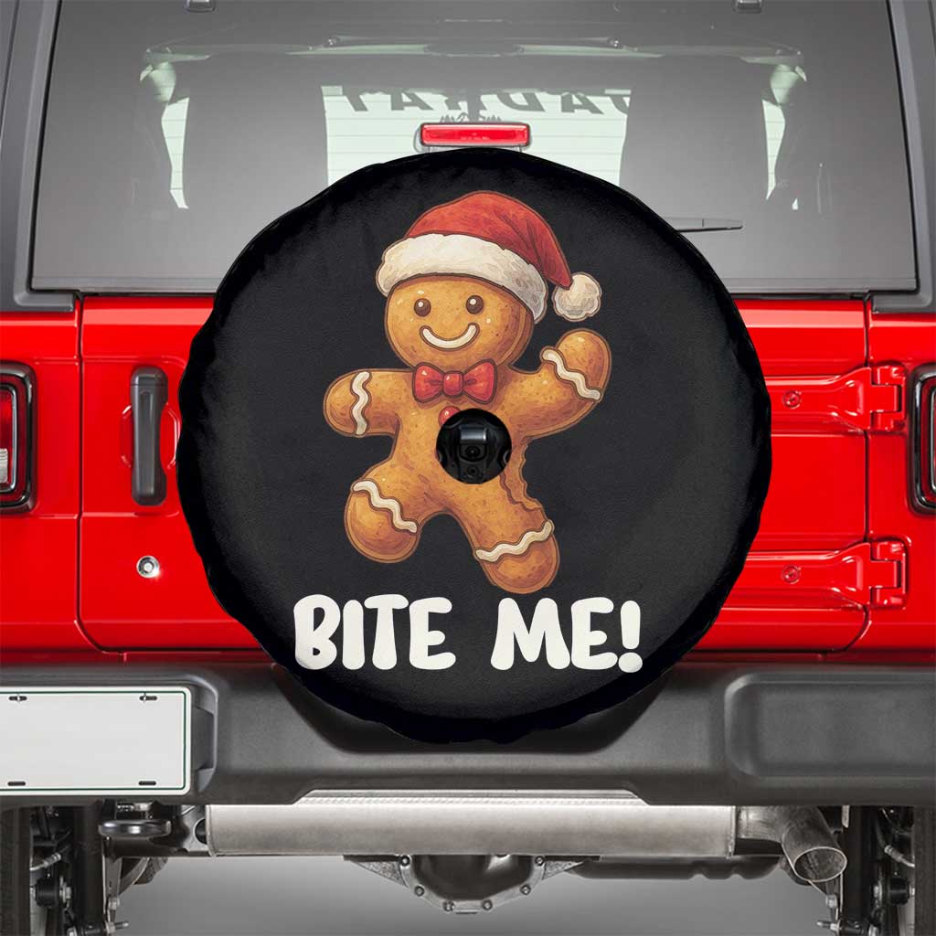 Funny Xmas Gingerbread Man Spare Tire Cover Cookie Bite Me TS10 Black Print Your Wear
