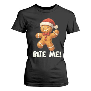 Funny Xmas Gingerbread Man T Shirt For Women Cookie Bite Me TS10 Black Print Your Wear