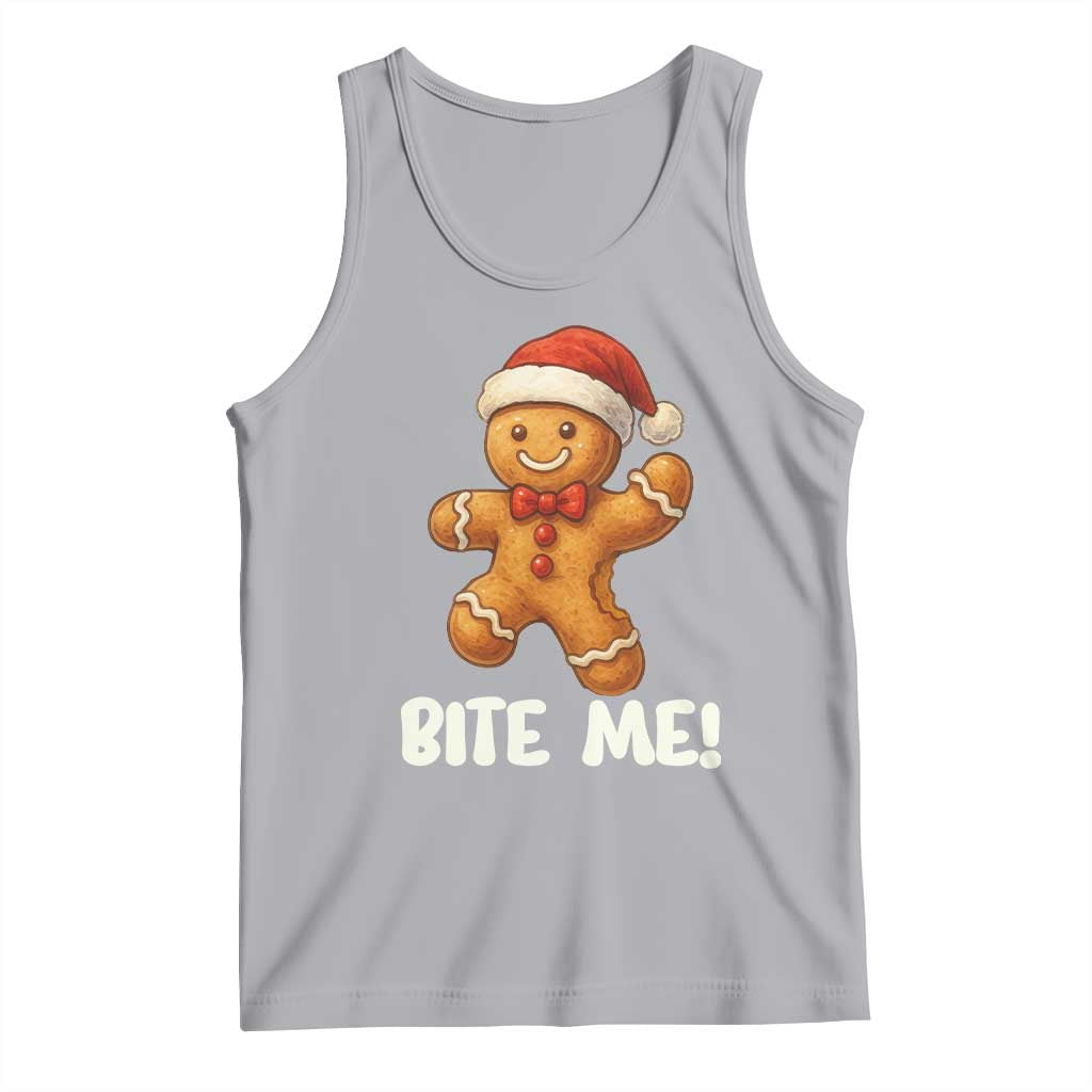 Funny Xmas Gingerbread Man Tank Top Cookie Bite Me TS10 Athletic Heather Print Your Wear