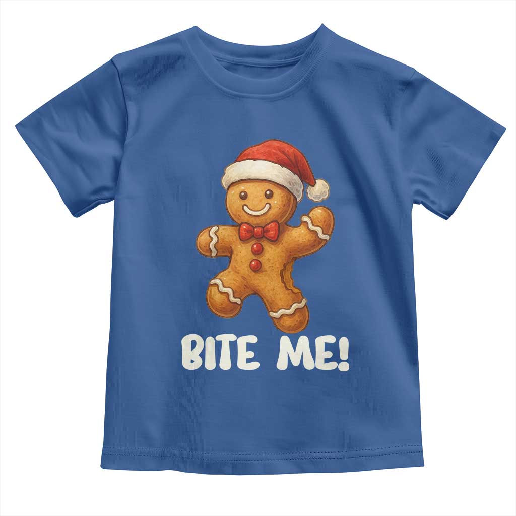 Funny Xmas Gingerbread Man Toddler T Shirt Cookie Bite Me TS10 Royal Blue Print Your Wear