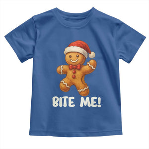 Funny Xmas Gingerbread Man Toddler T Shirt Cookie Bite Me TS10 Royal Blue Print Your Wear