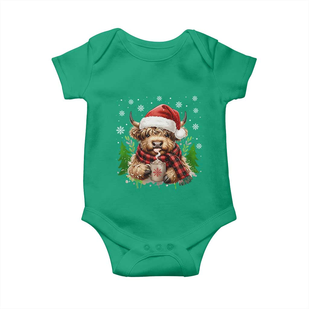 Christmas Cow Baby Onesie Funny Highland Cow Western Farmer Gift TS10 Irish Green Print Your Wear