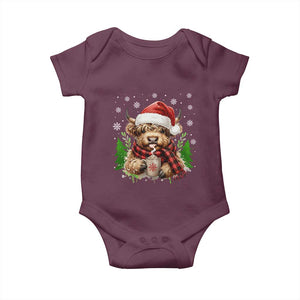 Christmas Cow Baby Onesie Funny Highland Cow Western Farmer Gift TS10 Maroon Print Your Wear