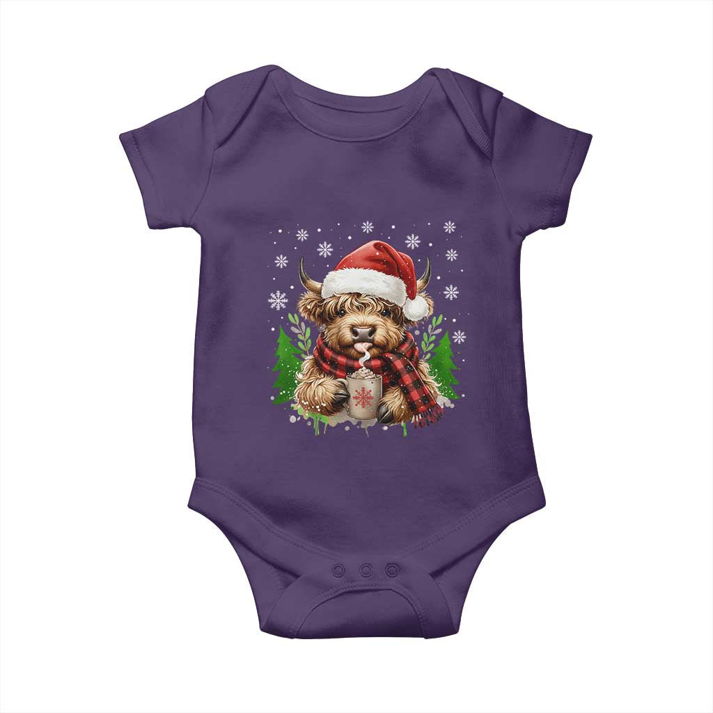 Christmas Cow Baby Onesie Funny Highland Cow Western Farmer Gift TS10 Purple Print Your Wear