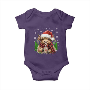 Christmas Cow Baby Onesie Funny Highland Cow Western Farmer Gift TS10 Purple Print Your Wear