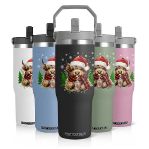 Christmas Cow Flip Straw Tumbler Funny Highland Cow Western Farmer Gift TS10 Print Your Wear