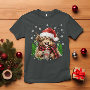 Christmas Cow T Shirt Funny Highland Cow Western Farmer Gift TS10 Dark Heather Print Your Wear