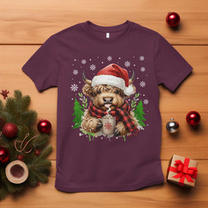 Christmas Cow T Shirt Funny Highland Cow Western Farmer Gift TS10 Maroon Print Your Wear