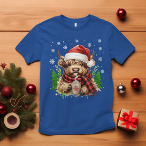 Christmas Cow T Shirt Funny Highland Cow Western Farmer Gift TS10 Royal Blue Print Your Wear