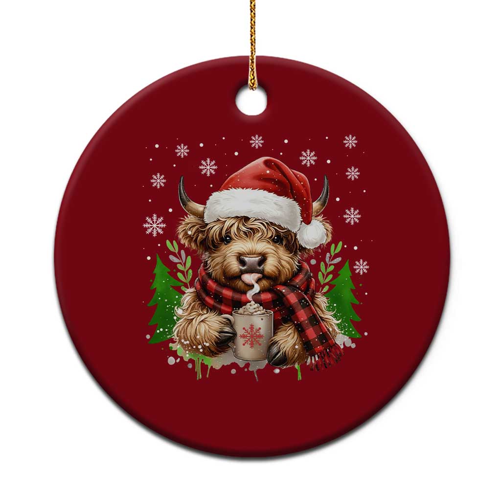 Christmas Cow Ceramic Ornament Funny Highland Cow Western Farmer Gift TS10 1pc Red Print Your Wear