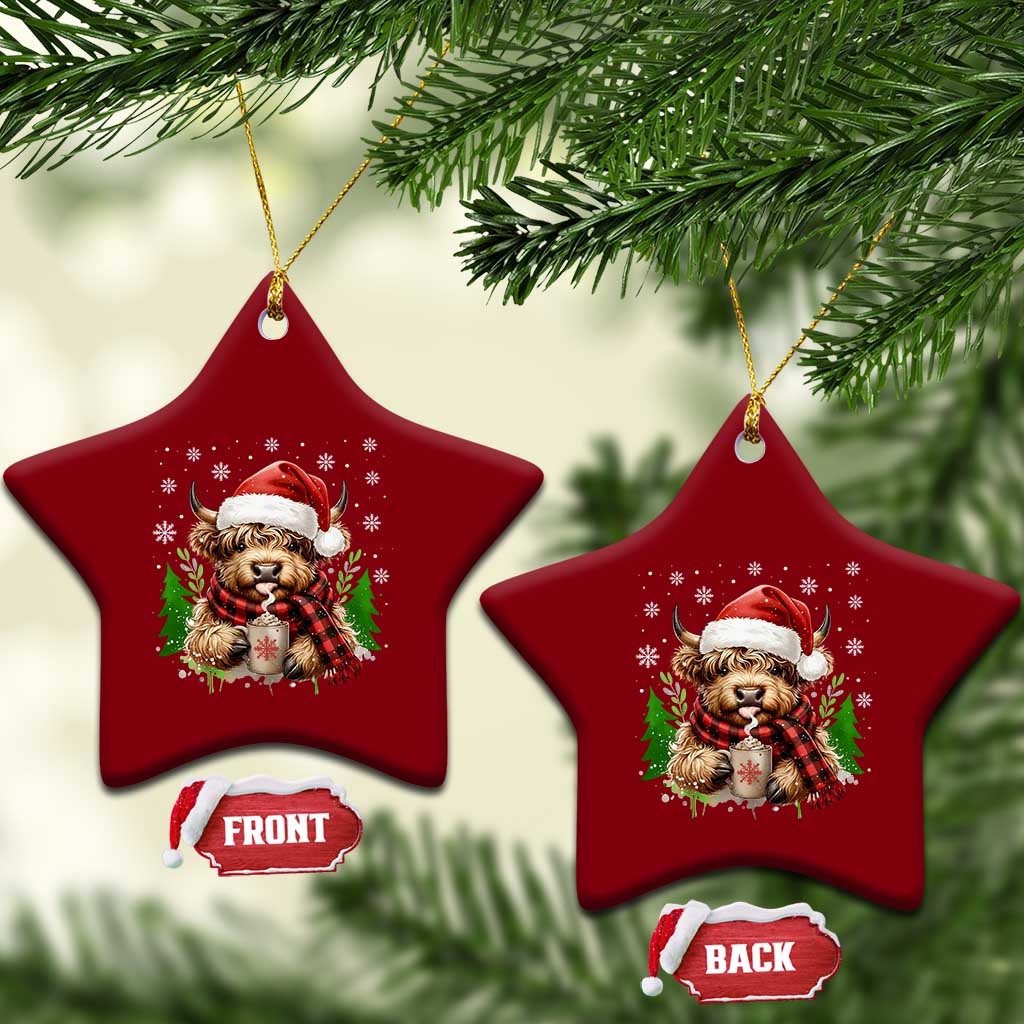 Christmas Cow Ceramic Ornament Funny Highland Cow Western Farmer Gift TS10 Print Your Wear