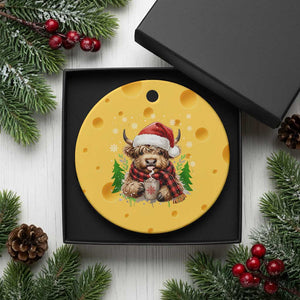 Christmas Cow Ceramic Ornament Funny Highland Cow Western Farmer Gift TS10 1pc Yellow Cheese Print Your Wear