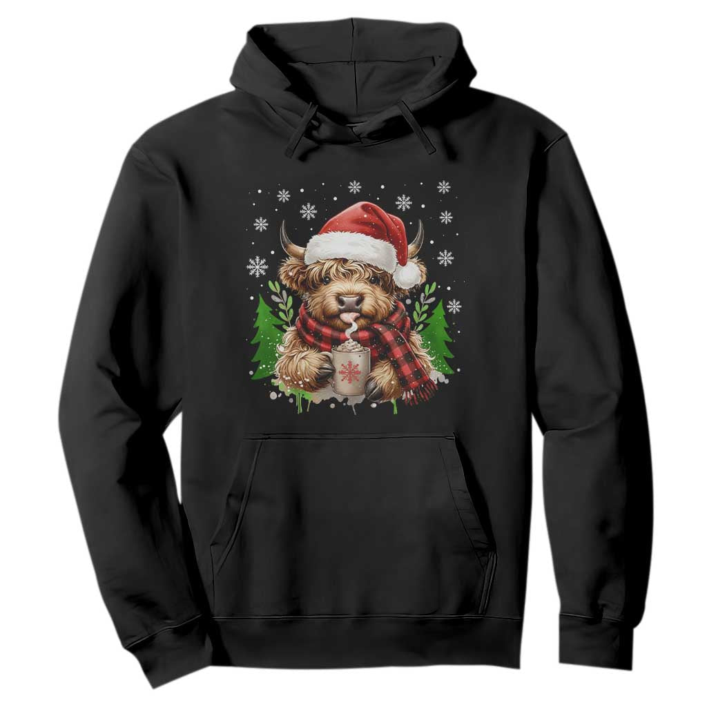 Christmas Cow Hoodie Funny Highland Cow Western Farmer Gift TS10 Black Print Your Wear