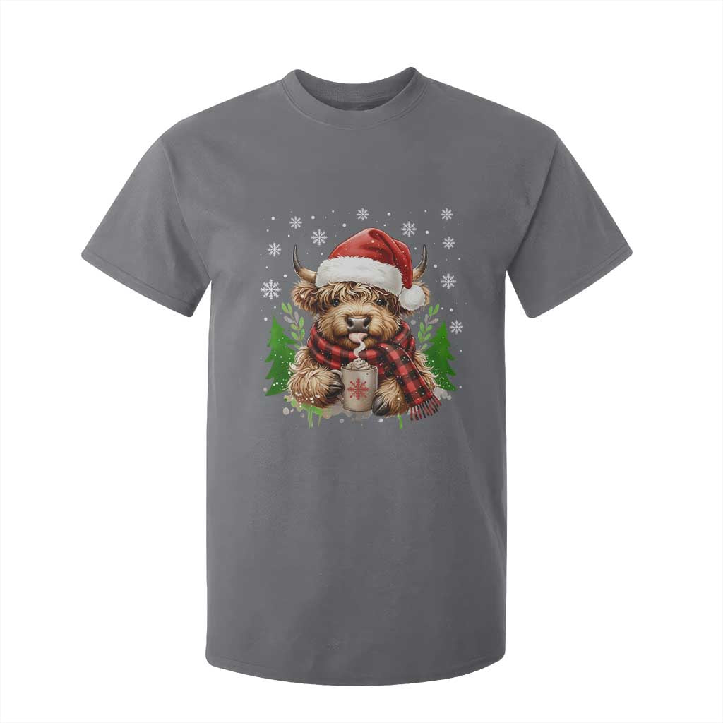 Christmas Cow T Shirt For Kid Funny Highland Cow Western Farmer Gift TS10 Charcoal Print Your Wear
