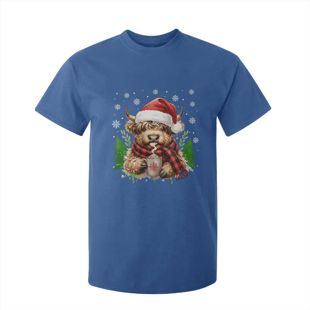 Christmas Cow T Shirt For Kid Funny Highland Cow Western Farmer Gift TS10 Royal Blue Print Your Wear