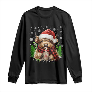 Christmas Cow Long Sleeve Shirt Funny Highland Cow Western Farmer Gift TS10 Black Print Your Wear