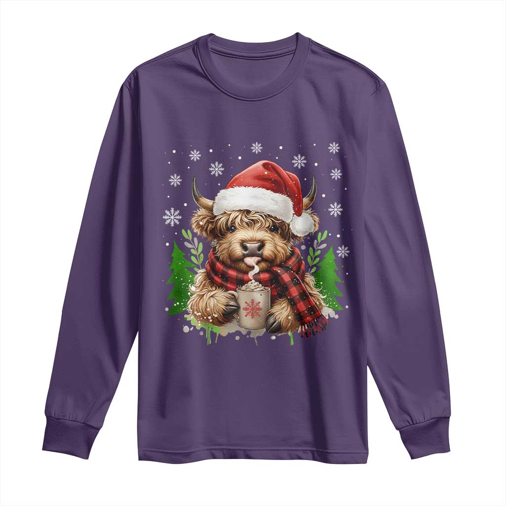 Christmas Cow Long Sleeve Shirt Funny Highland Cow Western Farmer Gift TS10 Purple Print Your Wear
